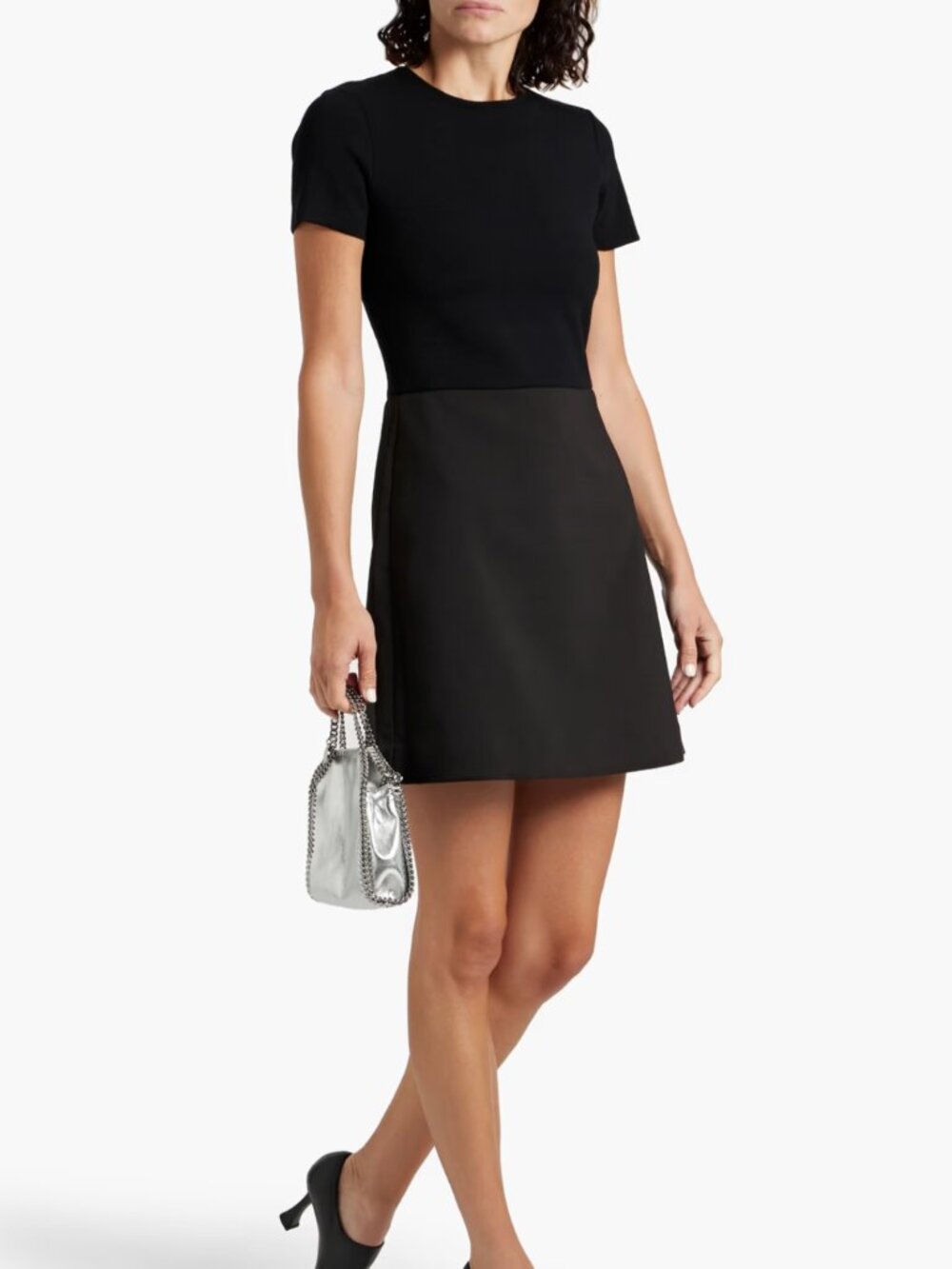 Theory Black Short Sleeve Office Knit Top Dress with Pockets